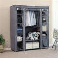 69" Portable Clothes Closet Wardrobe Storage Organizer with Non-Woven Fabric Quick and Easy to Assemble Extra Strong and Durable Gray awehax-if