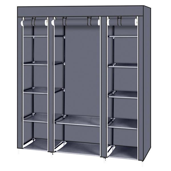 69" Portable Clothes Closet Wardrobe Storage Organizer with Non-Woven Fabric Quick and Easy to Assemble Extra Strong and Durable Gray awehax-if