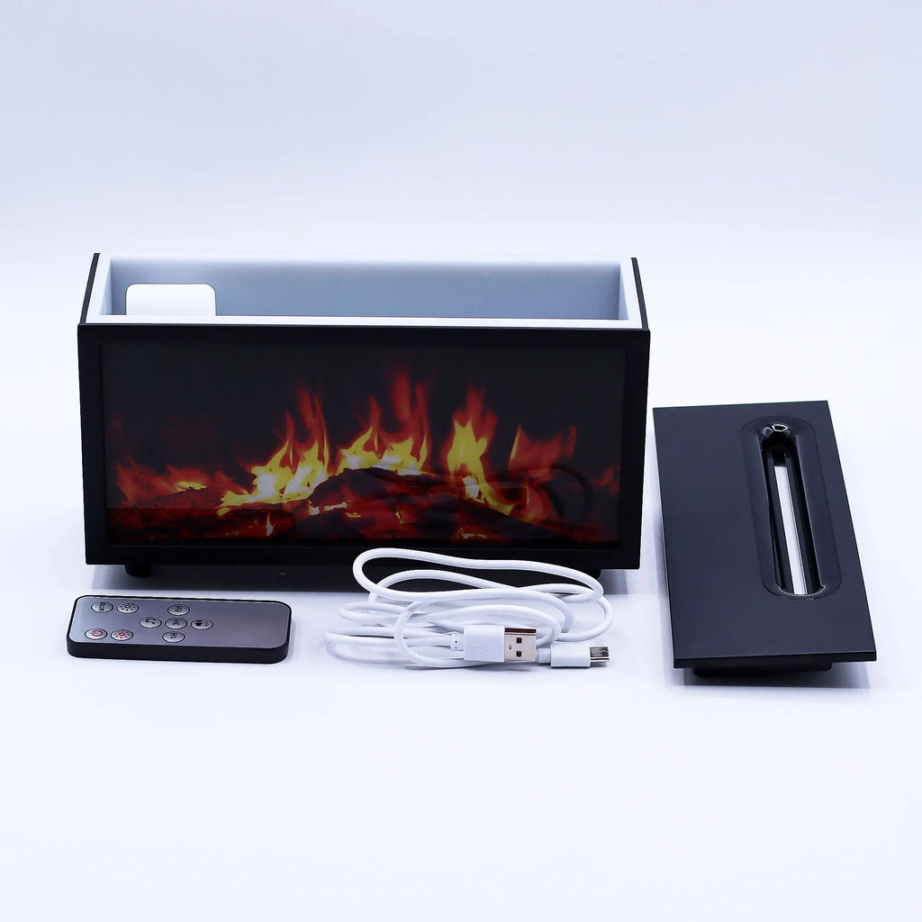 Flame Effect Aroma Diffuser with Birdsound - Black USB - Colour Change AW Dropship UK