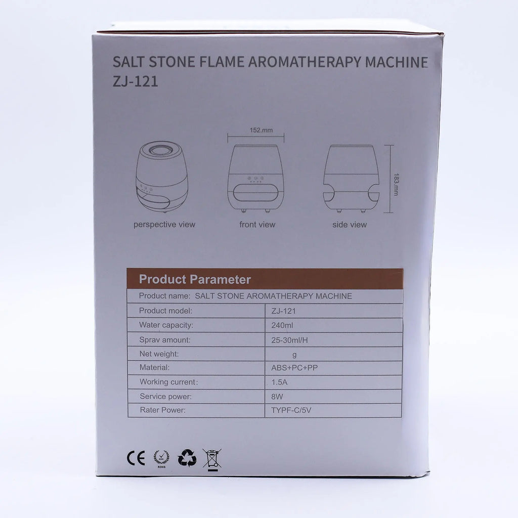 Salt Stone Flame Effect Aroma Diffuser  - White USB - Colour Change and Timer AW Dropship UK