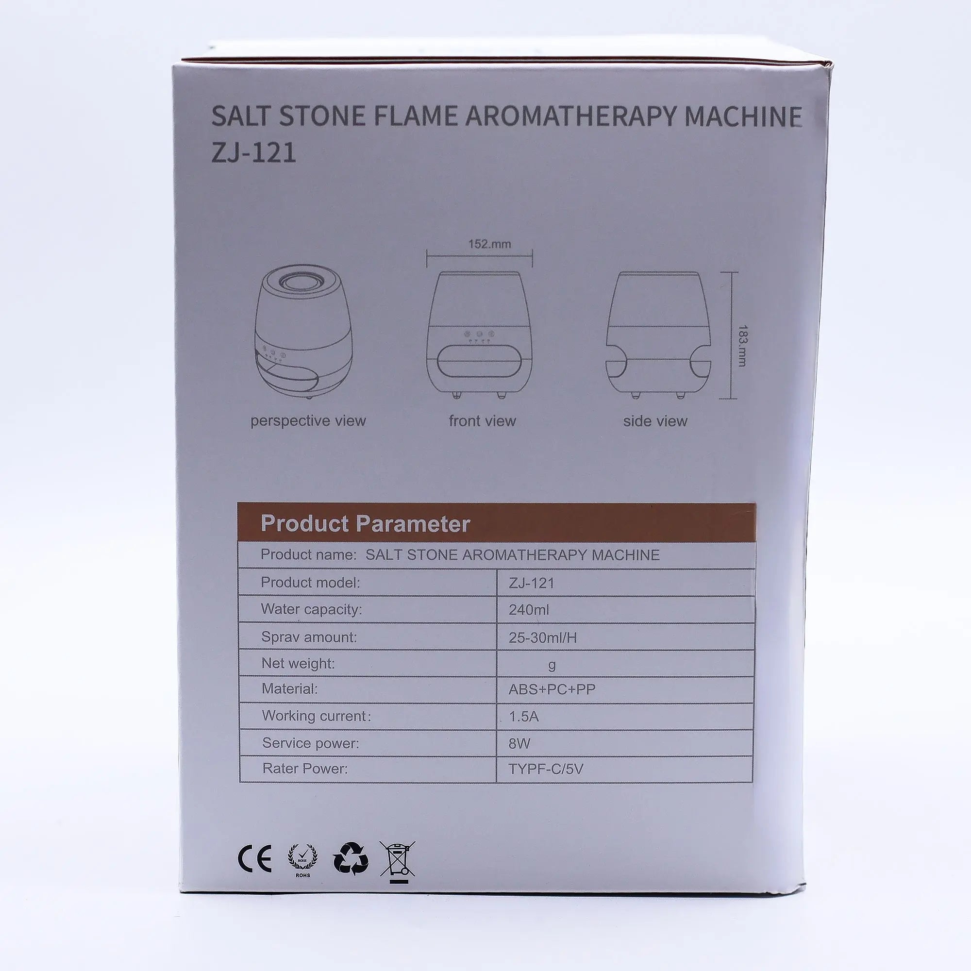 Salt Stone Flame Effect Aroma Diffuser  - White USB - Colour Change and Timer AW Dropship UK