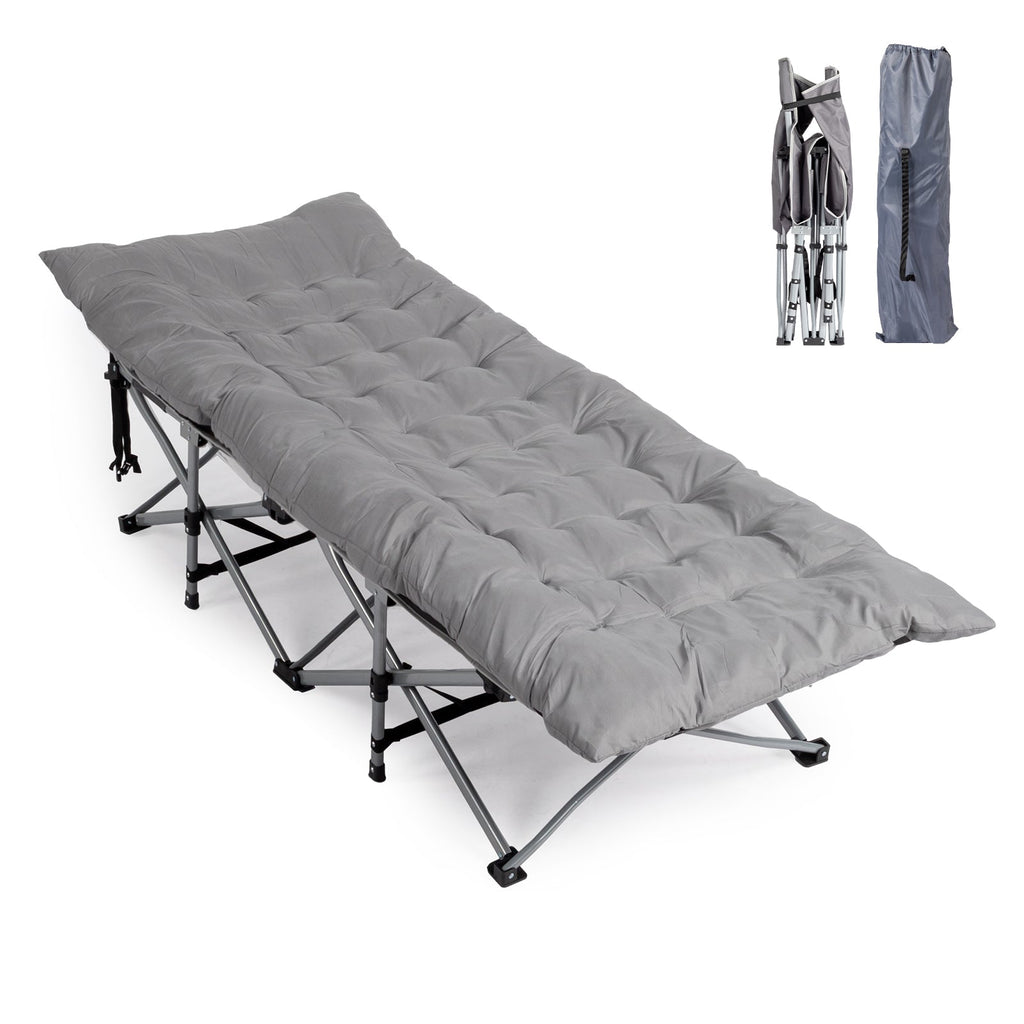 Folding Camping Cot Bed with Soft Pad, Portable Outdoor Cot awehax-if