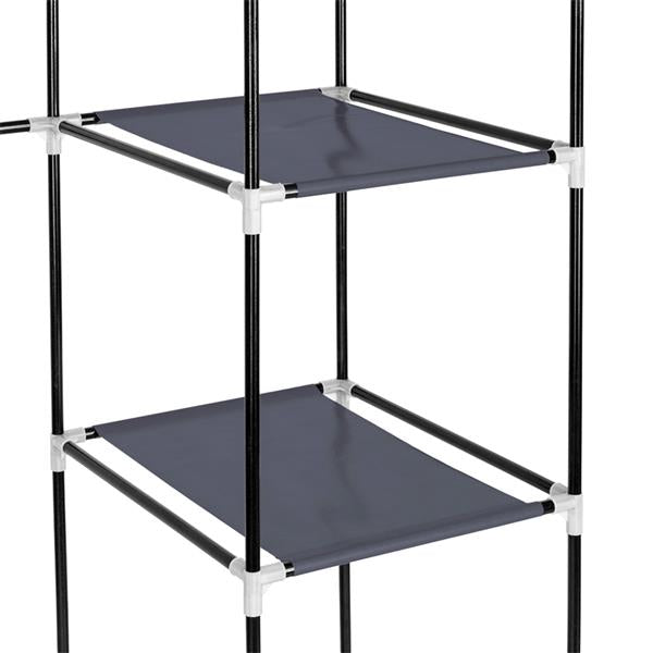 69" Portable Clothes Closet Wardrobe Storage Organizer with Non-Woven Fabric Quick and Easy to Assemble Extra Strong and Durable Gray awehax-if
