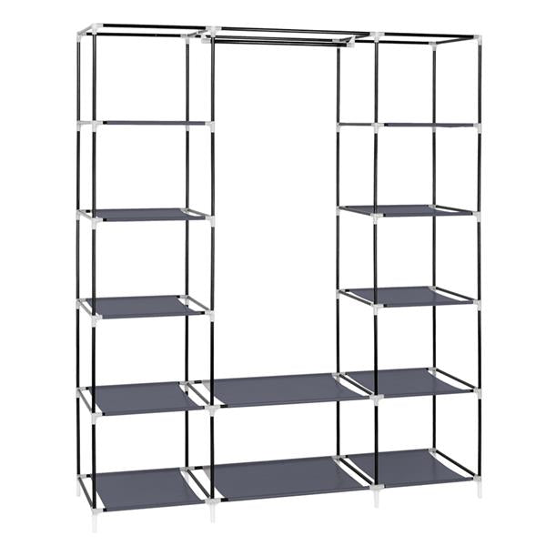 69" Portable Clothes Closet Wardrobe Storage Organizer with Non-Woven Fabric Quick and Easy to Assemble Extra Strong and Durable Gray awehax-if